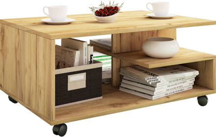 Hioshop Stango salontafel 5 plankenHoning eiken decor. Geel