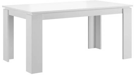 Hioshop Titan eetkamertafel 160/200 cm met extra plaat wit.