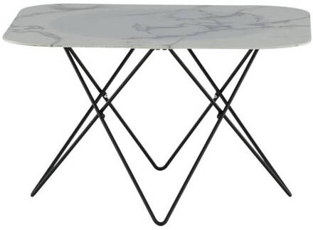 Hioshop Tristar salontafel 80x80 cm glas wit marmor decor.