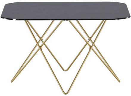 Hioshop Tristar salontafel 80x80 cm glas zwart marmor decor.