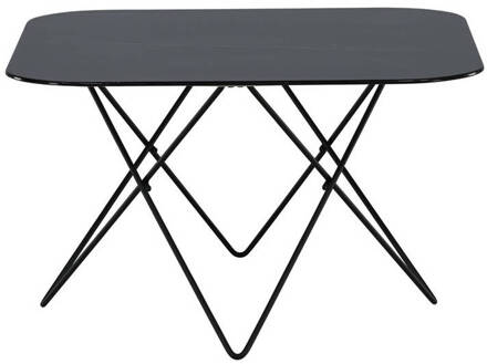 Hioshop Tristar salontafel 80x80 cm glas zwart marmor decor.