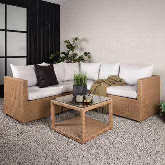 Hioshop Vamos loungeset 2 delen zandkleurig,naturel.