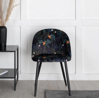 Hioshop Velvet eetkamerstoel bloeide. Multicolor, Transparant