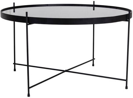 Hioshop Veo salontafel 70x40 cm zwart staal, glas.