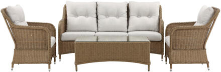 Hioshop Vikelund loungeset 4 delen naturel. Beige