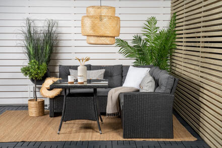 Hioshop Watford loungeset 2 delen grijs,zwart.