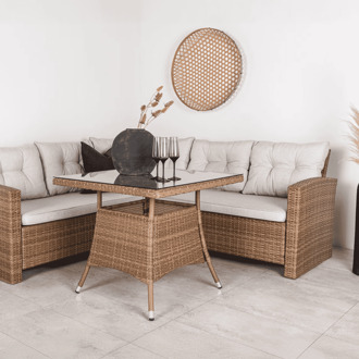 Hioshop Watford loungeset 2 delen naturel. Transparant