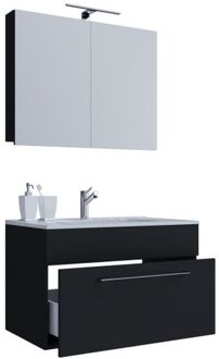 Hioshop Wonda badkamer spiegelkast 60 cm zwart.
