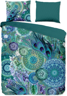 Hip Dekbedovertrek Katoen-Satijn - Kari - Lits-Jumeaux (240x220 Cm) - Meerkleurig & Blauw Katoen-satijn Katoen - Dieren & Natuur & Bloemen - HIP - Dekbed-Discounter.nl