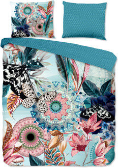 Hip Dekbedovertrek Katoen-Satijn - Maximilian - Eenpersoons (140x200 Cm) - Meerkleurig & Blauw Katoen-satijn Katoen - Dieren & Natuur & Bloemen - HIP - Dekbed-Discounter.nl Meerkleurig,Blauw - 140 x 200/220 cm