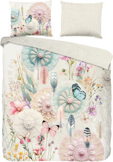Hip Dekbedovertrek - Katoen-Satijn - Maysa - Eenpersoons (140x200 Cm) - Meerkleurig Katoen-satijn Katoen - Dieren & Natuur & Bloemen - HIP - Dekbed-Discounter.nl - 140 x 200/220 cm