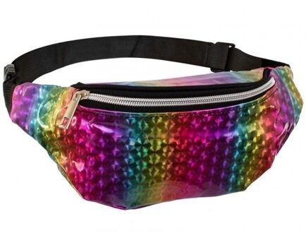 Hip heuptasje/fanny pack/buideltasje - regenboog print - Jaren 80 verkleed accessoire - Heuptassen Multikleur