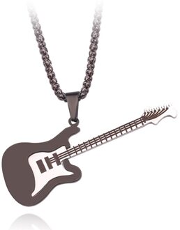 Hip Hop Goud Zwart Zilver Kleur Mode Mannen Vrouwen Rvs Rock Muziek Gitaar Hanger Sieraden Collier Bijoux 3