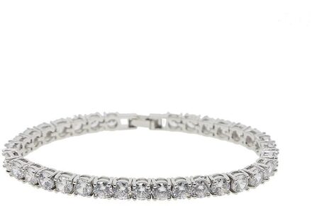 Hip Hop Mannen Armband Iced Out Enkele Rij Strass Ketting Bling Tennis Charme Armbanden Zirconia Armbanden Link Chain Sieraden zilver