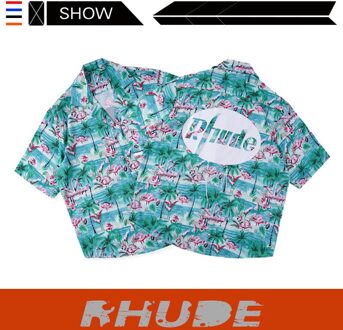 Hip Hop Rhude Korte Mouw Rhude Path York Exclusieve Korte Mouw Bloemen Shirt