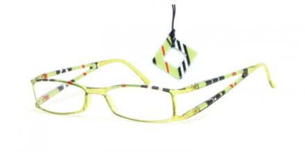 HIP Leesbril gestreept dubbel lime/zwart - +3.0