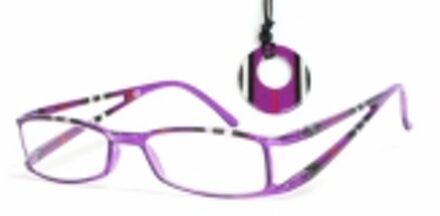Hip Leesbril gestreept dubbel paars/zwart +1.5