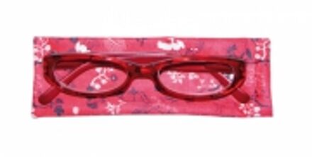 Hip Leesbril rood met bloemen +1.0