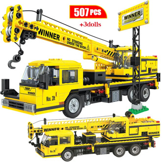 Hipac 700pcs Building Blocks Excavator Engineering Truck Crane Technics Vehicle Bulldozer Crane Bricks Blocks Toys for Kids