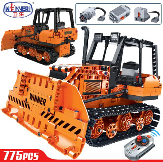 Hipac 775pcs Technic Remote Control Engineering Truck Building Blocks City RC Bulldozer Car Bricks Sets Toys For Children
