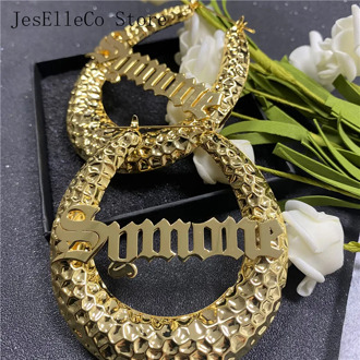Hiphop Sexy Custom Bamboo Hoop Earring Personalized Name Earring 3D Bamboo Style Custom Earrings for Christmas Gift