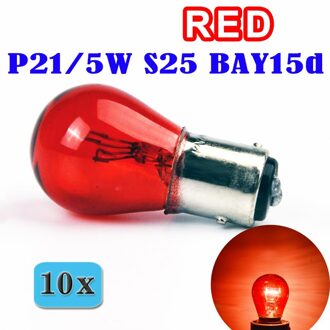 Hippcron (10 Stuks/partij) 1157 P21/5 W S25 BAY15d Rood Glas Kleur 12V 21/5W Offset Auto Staart Lamp stop Indicator Bulb