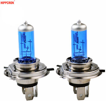 Hippcron H4 Halogeen Lamp 12V 60/55W 5000K Auto Halogeenlamp Xenon Donkerblauw Glas Super wit (2 Stuks)