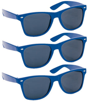 Hippe Party zonnebril - 10x - blauw - plastic - UV400 - verkleedbril - carnaval/verkleed