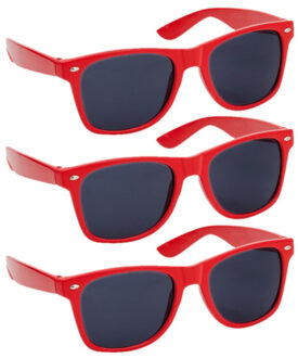 Hippe Party zonnebril - 10x - rood - plastic - UV400 - verkleedbril - carnaval/verkleed