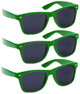 Hippe Party zonnebril - 4x - groen - plastic - UV400 - verkleedbril - carnaval/verkleed