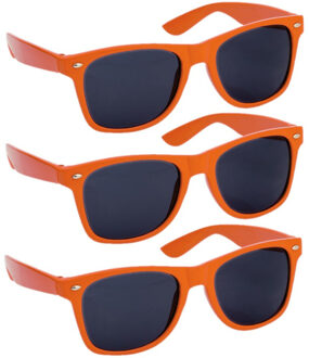 Hippe Party zonnebril - 4x - oranje - plastic - UV400 - verkleedbril - carnaval/verkleed