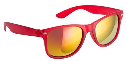 Hippe zonnebril rood met spiegelglazen