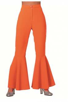 Hippie dames broek bi-Stretch neon oranje Maat 36