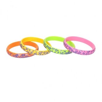 Hippie Flower Power bloemen armbandjes set van 4 stuks - Verkleedsieraden Multikleur