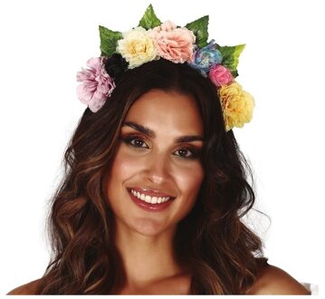 Hippie/flower power gekleurde verkleed bloemen diadeem/tiara