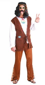 Hippie Flower Power Kostuum Man Bruin - Kastanje