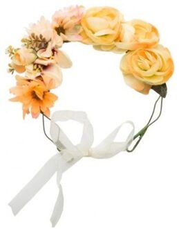 Hippie/flower power oranje verkleed bloemen hoofdband