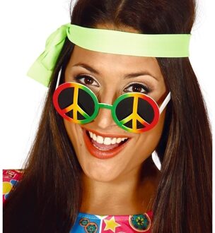Hippie/flower power peace verkleed bril - Jaren 60 - verkleed accessoires - volwassenen - carnaval Multi
