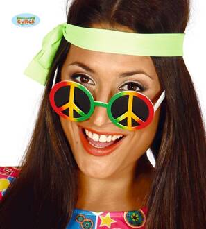 Hippie/flower power peace verkleed bril - Jaren 60 - verkleed accessoires - volwassenen - carnaval