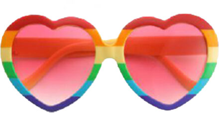 Hippie Flower Power Sixties hartjes glazen zonnebril regenboog kleuren Multi