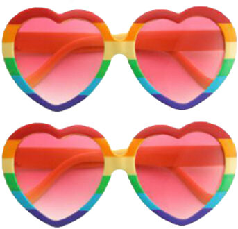Hippie Flower Power Sixties hartjes glazen zonnebril regenboog kleuren