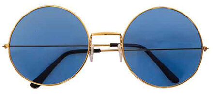 Hippie Flower Power Sixties ronde glazen zonnebril blauw