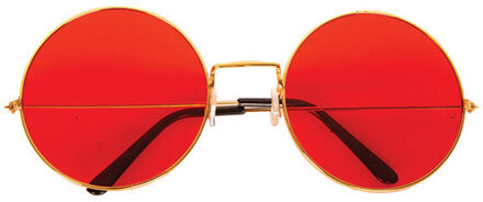 Hippie Flower Power Sixties ronde glazen zonnebril rood