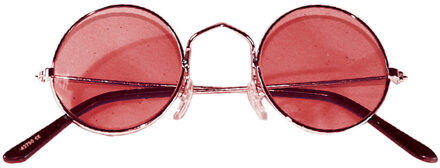 Hippie Flower Power Sixties ronde glazen zonnebril rood