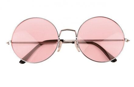 Hippie / flower power XL bril roze