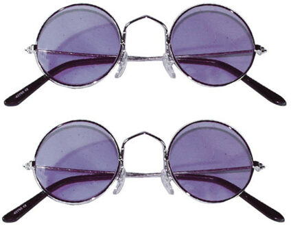 Hippie Flower Power- Zonnebril - 2 stuks - ronde glazen - paars