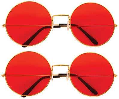 Hippie Flower Power - Zonnebril - 2 stuks - ronde glazen - rood