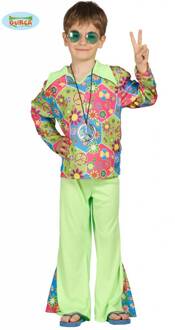 Hippie jongen flower power Multikleur - Print