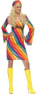 Hippie jurkje in regenboog kleuren | 70s kostuum dames maat L (44-46)
