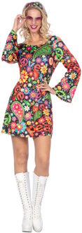 Hippie jurkje zwart peace dames Multikleur - Print
